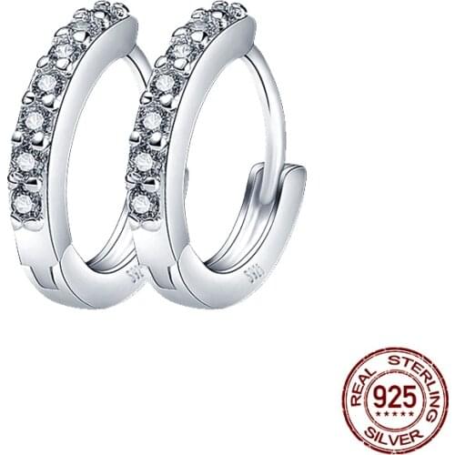 2021 New 100% Real 925 Sterling Silver Off-White Multi-Size Round Zircon Earrings For Women Birthday Fashion Jewelry Gift