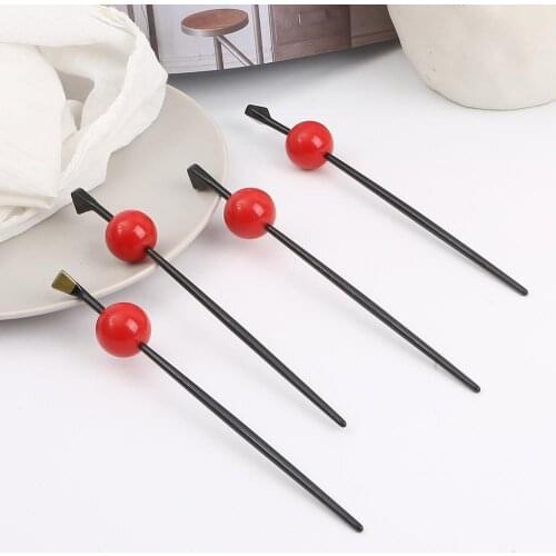New Woman Candy Color Hair Sticks Sweet Simple Ball Stick Flower Ball Head Hair Style Decorated Girls Hair Accessories