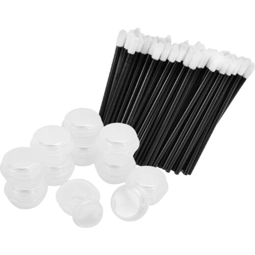 50 Pieces Disposable Soft Lip Makeup Brush with 10 Pieces Empty Lip Balm Cream Container Case