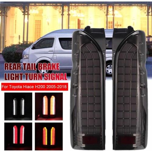 Pair Car Rear Tail Brake Light Turn Signal Lamps For Toyota Hiace LED 2005-2019 Smoked Chrome Car Accessories Assembly