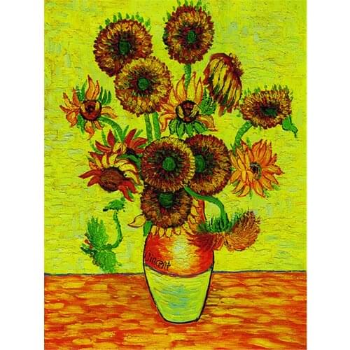 Landscape Van Gogh Printed Water-Soluble Canvas 11CT Cross Stitch Patterns DIY Embroidery DMC Threads Handicraft Counted