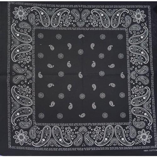 Women Foulard Solid Hip Hop Cotton Bandana Square Scarf Cashew Headband Scarf Black Paisley Neckband Gifts For Men/Boys/Girls