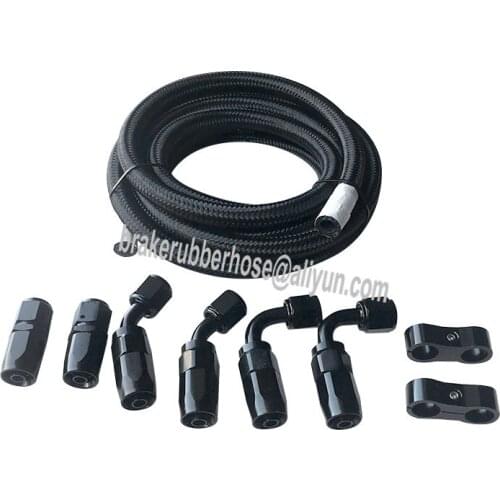 KFAFINENE Black 3M Nylon Cover Stainless Steel Braided Transmission and Engine Oil Cooler Hose With Aluminum An Fittings