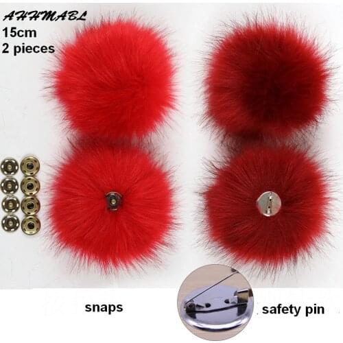 15CM 2pcs/lot DIY Faux Synthetic Raccoon Fur Pompom Fur Pom Poms for Women Kids Beanie Hats Caps Fox Ball For Shoes Caps Bags