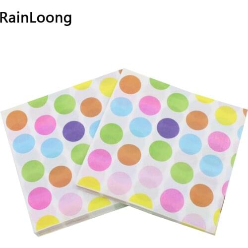[RainLoong] ColorfulPolka Dot Paper Napkin Para Festas & Party Tissue Supply Party Decoration Paper 33x33cm 1 pack (20pcs/pack)