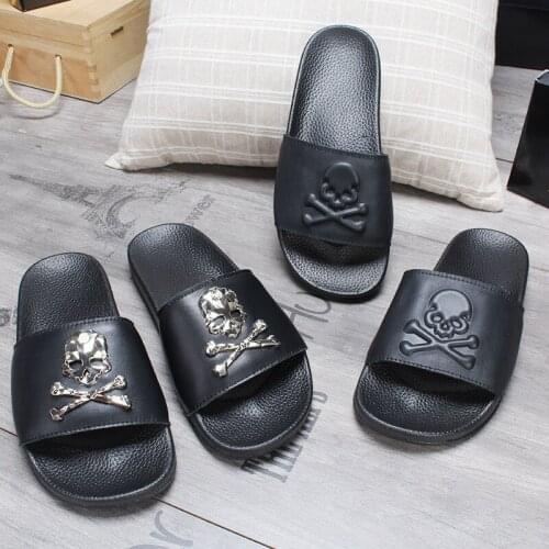 Summer Unisex Skull Tide Slippers Women/Men Indoor Home Soft Slides Outdoor Beach Shoes Couple Non-Slip Casual Flat Sandals Hot