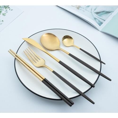 Black Gold Dinnerware Set Stainless Steel Cutlery Home Fork Spoon Knife Dinner Set Silverware Flatware Set Dropshipping