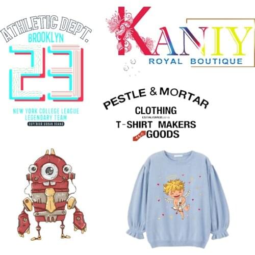 Carton Punk Letter Patch Iron-on Transfers Vynil Heat Transfer Ironing Stickers T-shirt Thermal Patches for Clothing Decor E