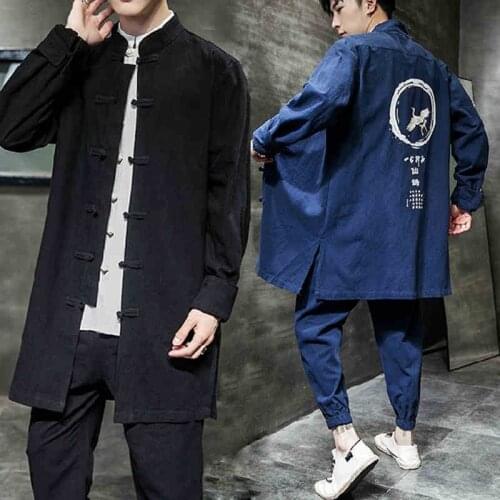 Chinese Traditional Clothes For Male Long Trench Coat Chinese Blouse Shanghai Tang Clothing Kung Fu Oriental Clothes Men KK2961