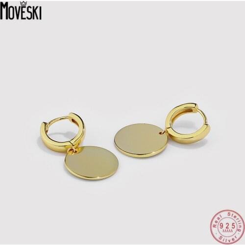MOVESKI 925 Sterling Silver Light Luxury Fashion Retro Simple Circle Earrings Women Exquisite Jewelry Wedding Party Gift