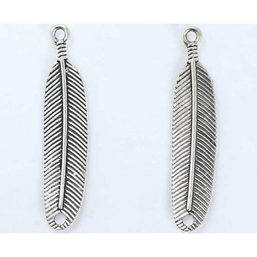 10pcs/lot Silver Antique plated Handmade Leaves Charms Necklace Leaf DIY Pendant