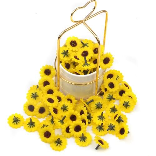 100pcs Mini Silk Sunflower Artificial Daisy Flower Heads For Wedding Party Decoration DIY Gift Box Wreath Craft Fake Flowers