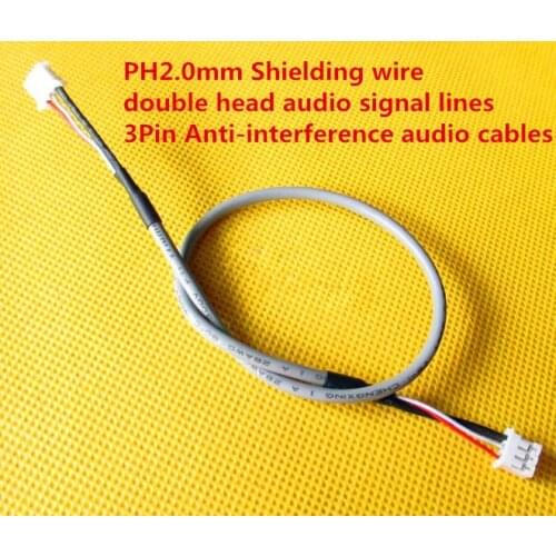 Fast Free Ship 20PCS PH2.0mm Shielding wire double head audio signal lines for amplifier 3Pin 30CM Anti-interference audio cable