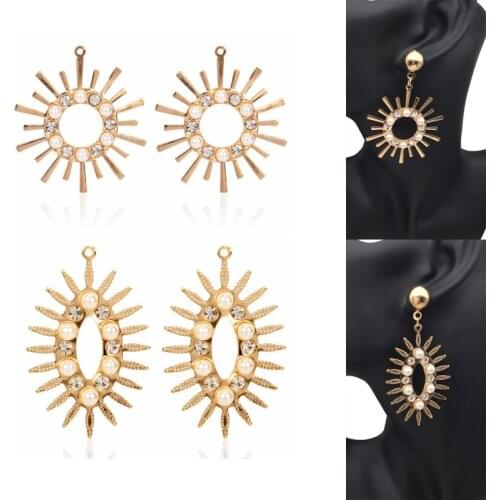 2020New 60Pcs Rhinestones and Pearl Round Alloy Button for DIY Jewelry Earring or Necklace Pendants Accessories DL206-DL207