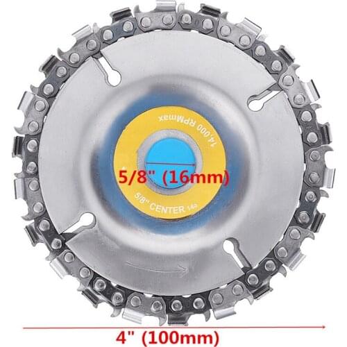 4 Inch 14 Teeth Grinder Chain Disc Cutting Disc 16mm Arbor Woodworking Carving Disc For 100/115 Angle Grinder /Circular Saw