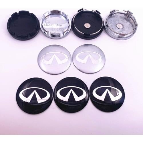 4pcs 56mm 60mm Infiniti logo car emblem Wheel Center Hub Cap Rim refit Creative badge covers decoration black & silver sticker