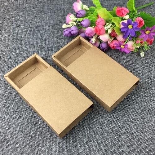 60PCS/Lot Kraft Paper Drawer Boxes Jewelry Displays Blank Package Carry Case Gift Cardboard Drawers For Gift Accept Custom Logo