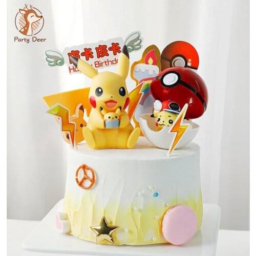 Anime Pika Action Figure Toys Cute Model Pvc yellow animals Cake elves ball Toys For Children Collectibles Birthday Decoration