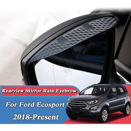 Car Carbon Firber Black Rearview Mirror Rain Eyebrow For Ford Ecosport Edge Kuga Escape Explorer Fiesta Focus Mondeo 2006-2023