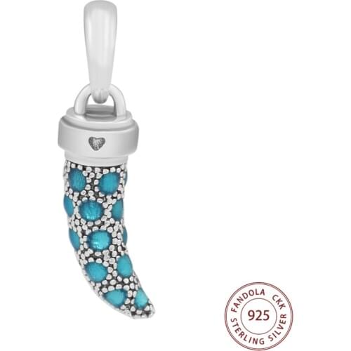 Authentic 925 Sterling Silver Turquoise Italian Horn Charm Beads Fit Original Bracelet Necklace Women DIY Jewelry Making