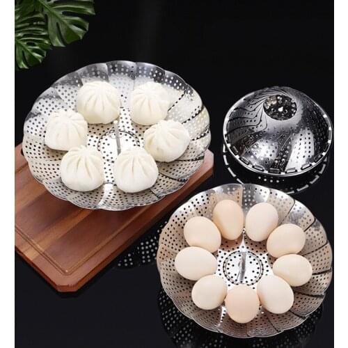 Stainless Steel Foldable Steamer Basket Vegetable Food Holder Drainer Dish Multipurpose Cooking Baking Steamer Kitchen Tools
