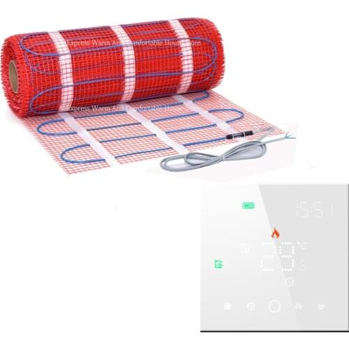 Floor Heating Mat System Kit For Marble Tile Cement Terrazzo House Home Livingroom Wariming Wifi Thermostat Senser 12M2 100w/m2
