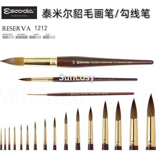 Escoda Supreme Tajmyr Kolinsky Series 1212 Round ,Ideal for Watercolor Painting ,Incredible Springiness