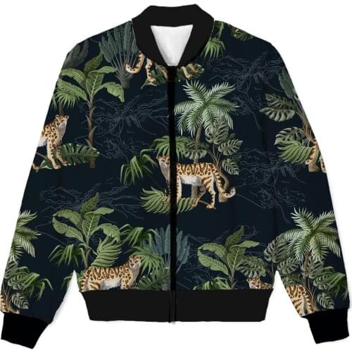 REAL American SIZE Leopard and Tropics Sublimation print Zipper Up Jacket plus size 4XL 5XL 6XL