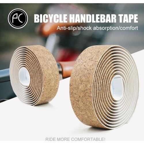 PCycling Bicycle Handlebar Tape Wood Grain Tape MTB Road Bike Cork Handlebar Belt Cycling Handle Tape Anti-slip Belt Wrap +2 Bar