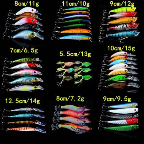 LINGYUE New Arrival 48pcs/lot Fishing Lures Artificial Make Plastic Crankbait Wobblers Fishing With Treble Hooks Tackle H-T72