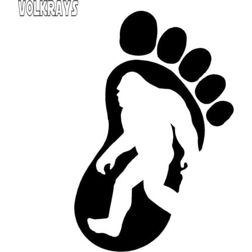 Volkrays Fashion Car Sticker Sasquatch Big Foot Accessories Reflective Waterproof Sunscreen Vinyl Decal Black/Silver,15cm*9cm