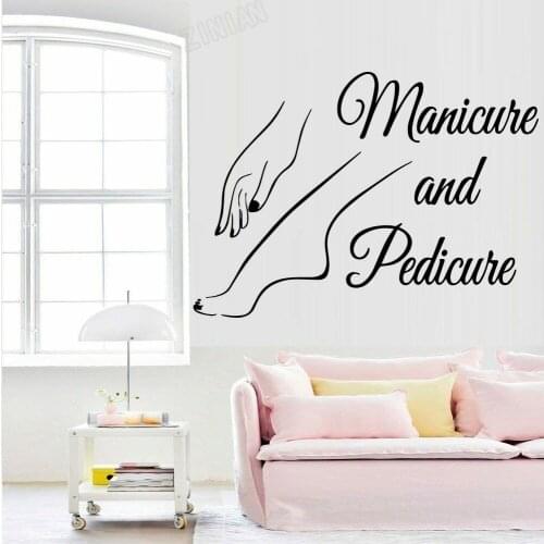 Nail Wall Sticker Decor Nail Salon Vinyl Pedicure Wall Decal For Beauty Salon Manicure Art Murals For Sexy Woman Bedroom Y123