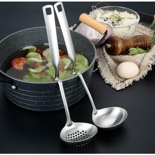 Wall-Mounted Soup Spoon Colander Thicken Handle 304 Stainless Steel Ladle Spoon Kitchen Cooking Utensil For Hotpot Tableware