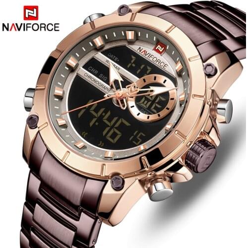 NAVIFORCE Men Watch Top Luxury Brand Mens Fashion Analog Digital Dual Display Sport Watches Male Business Waterproof Wrist Watch
