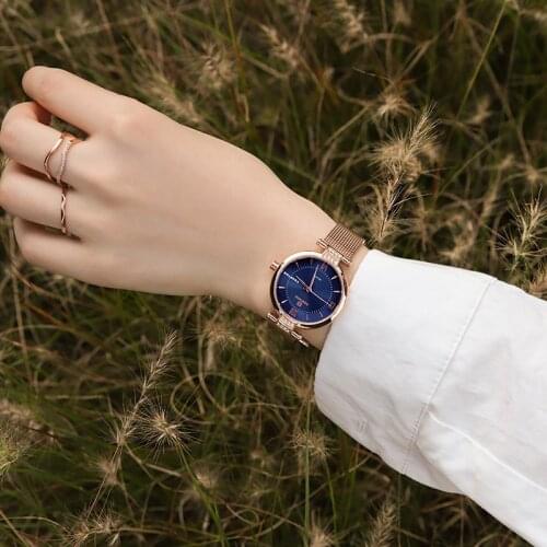 NAVIFORCE Women’s Starry Sky Blue Watches Business Waterproof Fashion Casual Diamond Quartz Clock Full Steel Ladies 2021 Watch