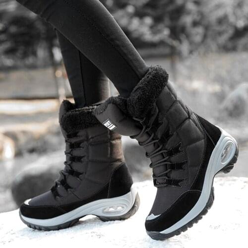 2021 New Winter Women Boots High Quality Keep Warm Mid-Calf Snow Boots Women Lace-up Comfortable Ladies Chunky Boots Platform
