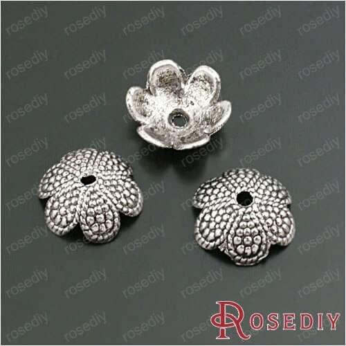 Wholesale 13mm height 5mm Antique Silver color Flower Alloy Bead Caps Diy Jewelry Findings Accessories 50 Pieces(JM6233)