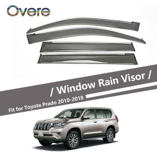 Overe 4Pcs/1Set Smoke Window Rain Visor For Toyota Prado J150 2010-2013 2014 2015 2016 2017 2018 Awnings Shelters Accessories