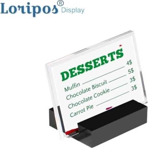 75*55mm Desk Photo Stand Holder Paper Name Card Display Acrylic Label Holder Small Price Tag Display Desk Sign Holder Picture