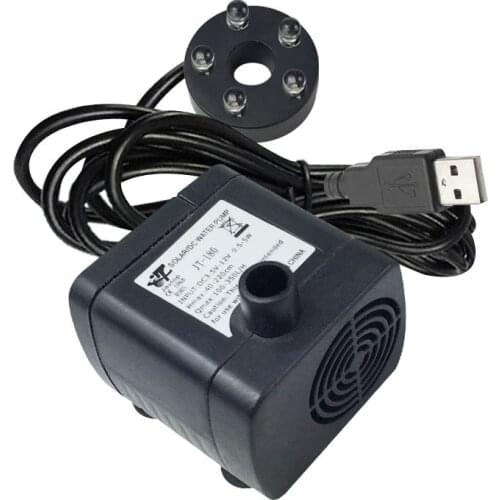 Mini Submersible Water Pump 6V/12V/24V Mini Water Fountain Pump + 4 Lights Brushless Motor 350L/H Flow Max