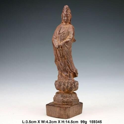 Elaborate Oriental Vintage Paulownia Hand Carved Kwan-yin Statue Sculpture