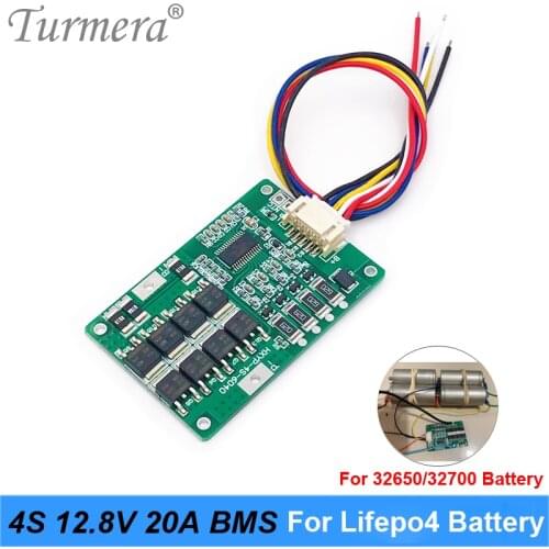 Turmera 4S 20A 12.8V 14.4V 32650 32700 Lifepo4 Battery Balanced BMS for Electric Boat Uninterrupted Power Supply 12V Car Battery