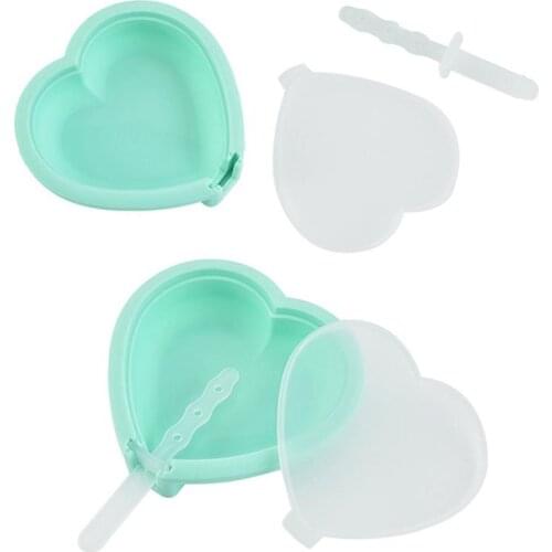 Silicone DIY Ice Cream Mold Creative 3d Heart Shaped Popsicle Molds With Stick & Lid Summer Ice Cube Tray Decoration Accessories