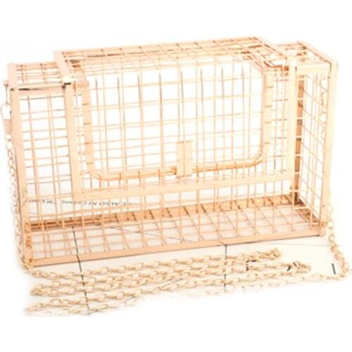 Chain Cross-body Cage Bag Evening Bag Metal Hollow-out Clutches Purse for Party New