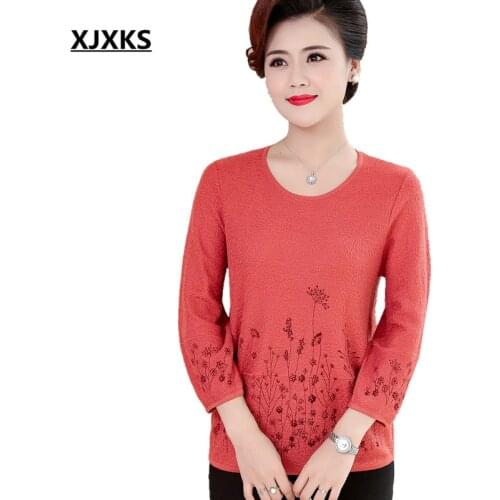 XJXKS Fashion diamond round neck three-quarter sleeve women thin sweater 2020 autumn new wool knitted sweater women pullover
