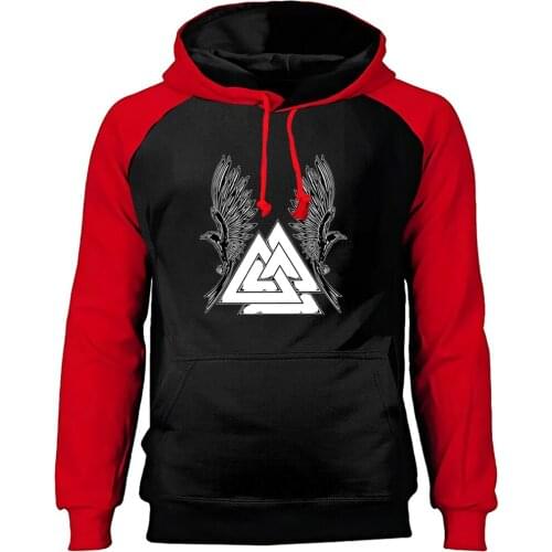 Viking The Raven Of Tattoo Printed Men Raglan Hoodies Retro Harajuku Fashion Hooded Sweatshirt Autumn Hoody Streetwear Hoodie