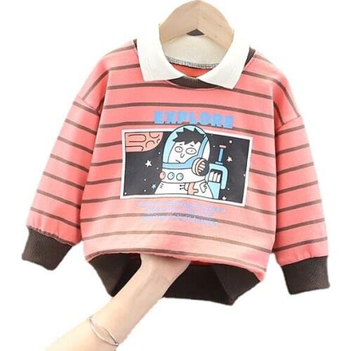 Spring Autumn Children Fashion Cotton Clothes Baby Boys Girls Cartoon Sweatshirt Infant Stripe Clothing Toddler Casual Costume
