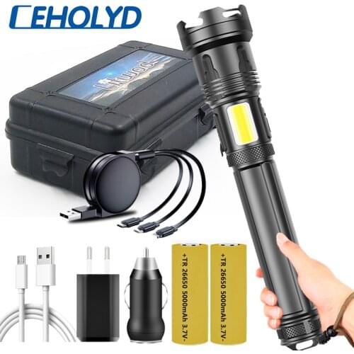 XHP110 11-core Led Flashlight Powerbank Function Torch Usb Rechargeable 18650 or 26650 Battery Zoomable XHP90 Aluminum Lantern