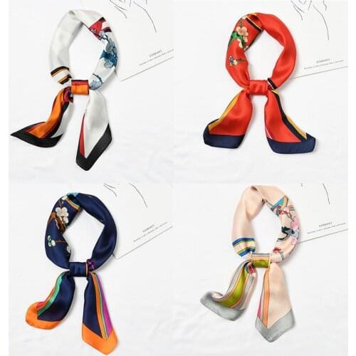 Yishine Wholesale 20pc Mix Colors Multifunction Flowers Geometric Printed Womens Satin Wraps Scarves Shawl Polyester Silk Scarf