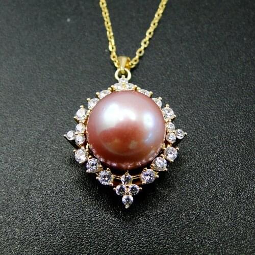 High Quality 925 Sterling Silver Jewelry Birstone Women Halo CZ Necklace Natural Pearl Pendant